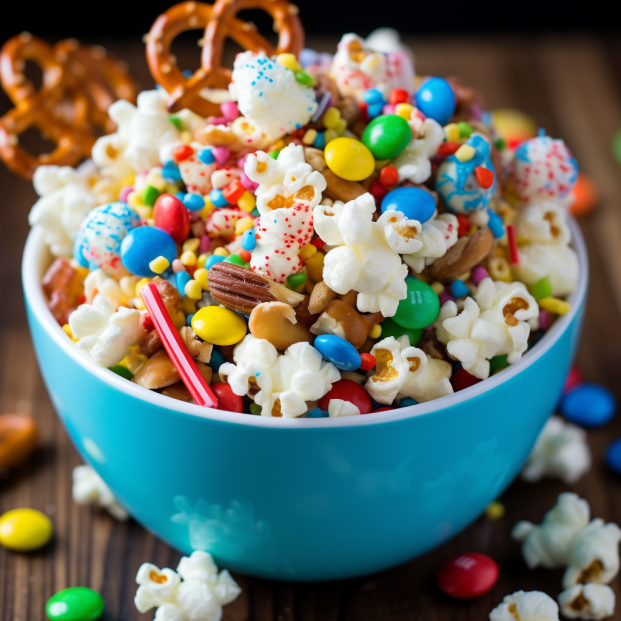 Rainbow Popcorn Party Mix
