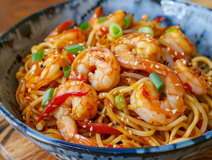 delicious shrimp lo mein